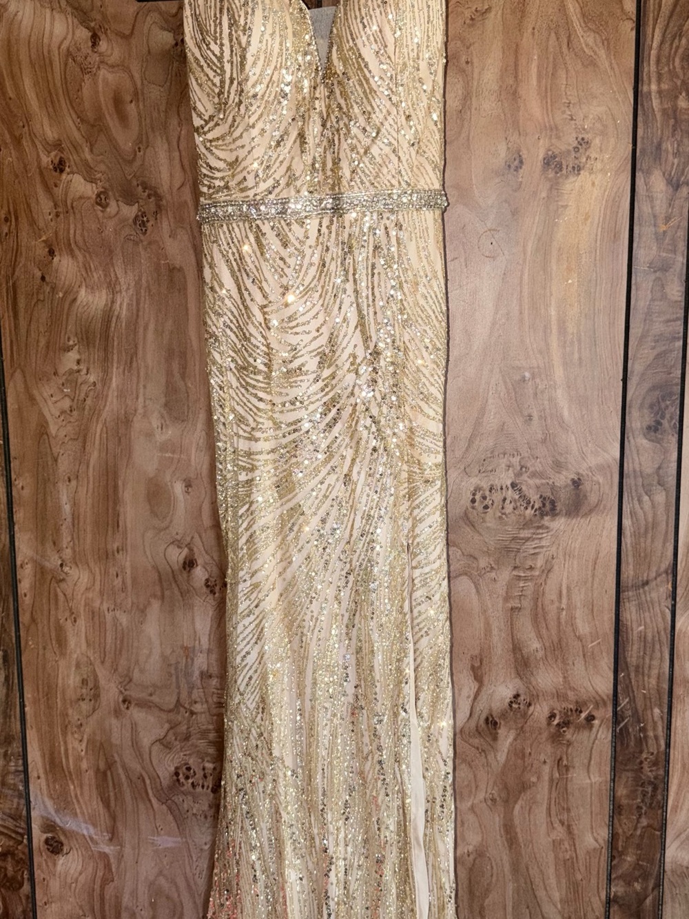 Gold Sequin Evening Gown - Elegant Sparkle Dress